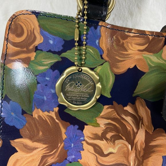 Patricia Nash Leather Rienzo Blue Sky Rose Bag Handbag Purse EUC - Picture 5 of 12